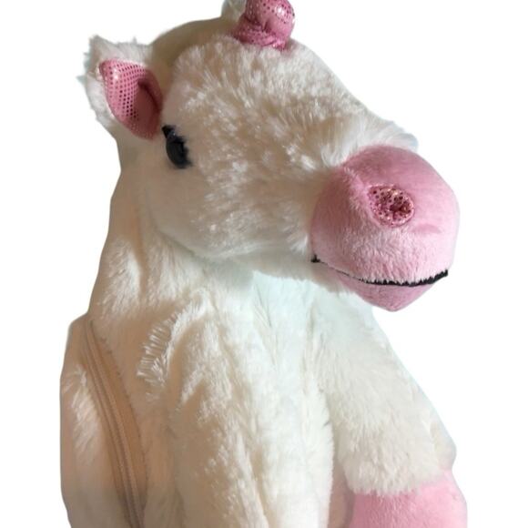 Funzone Unicorn Backpack NWT Pegasus White Pink Stuffed Plush 19” Sparkly Bag - Picture 7 of 10